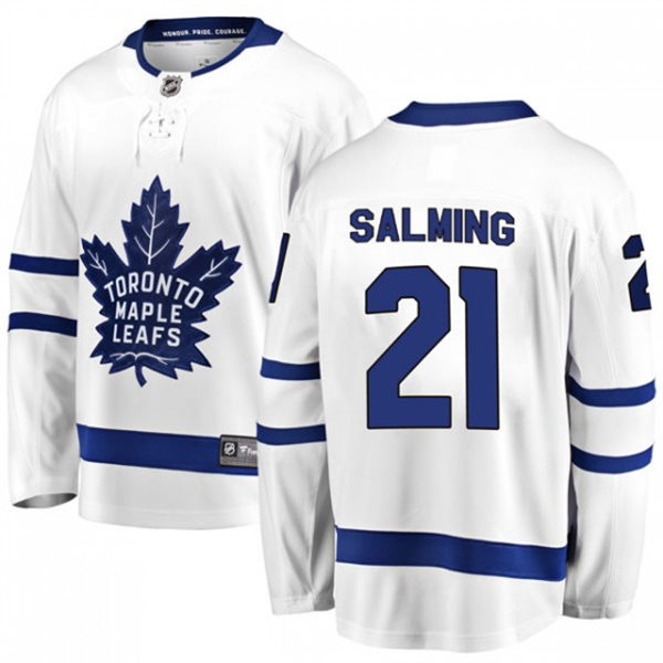 Mens Toronto Maple Leafs Retired Player #21 Borje Salming adidas Away White Player Jersey